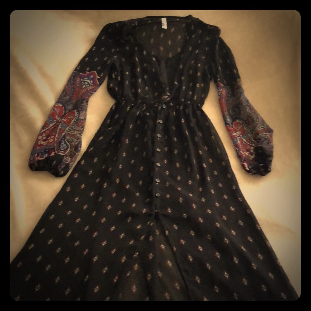 Bohemian long Sleeved floor length dress